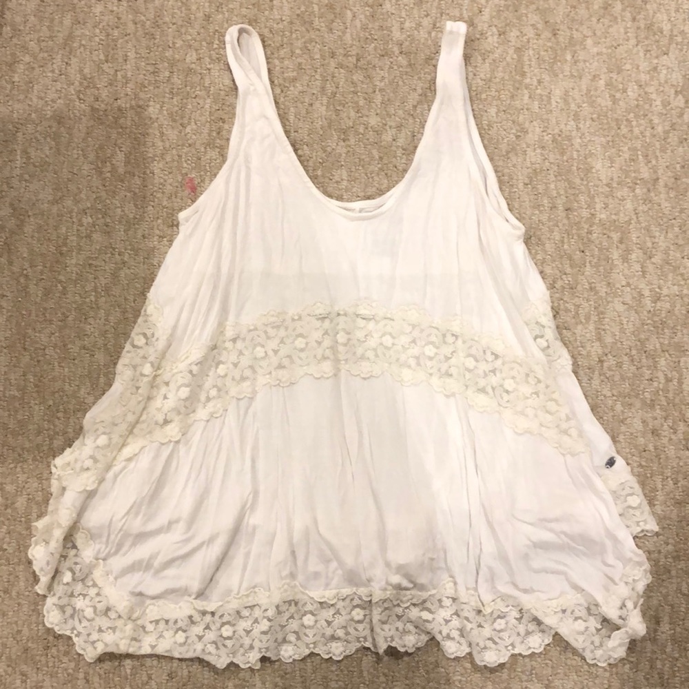 White American Eagle Lace Tank
